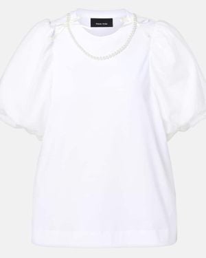 Simone Rocha Puff-Sleeve Cotton Jersey T-Shirt - White