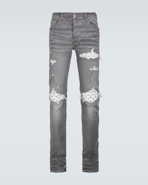 Amiri Mx1 Leather Playboy Jeans - Grey