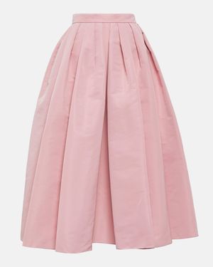 McQueen Pleated Polyfaille Midi Skirt - Pink