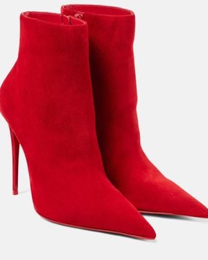 Christian Louboutin Kate Max 100 Suede Ankle Boots - Red