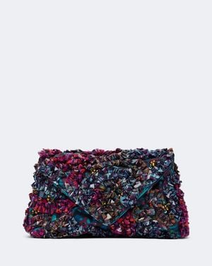 Dries Van Noten Clutch Ricamata Con Decorazioni - Blu
