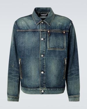 Undercover Embroidered Faded Denim Jacket - Blue