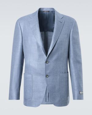 Canali Blazer Aus Wolle, Seide Und Leinen - Blau