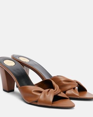 Saint Laurent Franciane 75 Leather Mules - Brown