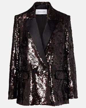 Veronica Beard Sequined Double-Breasted Blazer - Black
