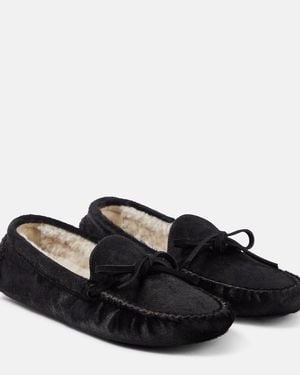 The Row Lucca Calf Hair Moccasins - Black