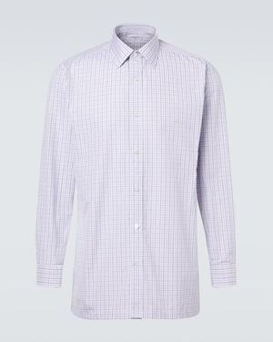 Charvet Checked Cotton Poplin Shirt - Purple