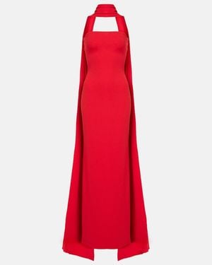 Solace London Ainhoa Scarf-Detail Crepe Gown - Red