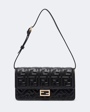 Fendi Portemonnaie Mit Riemen Tube Ff Aus Leder - Schwarz