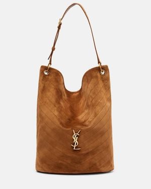 Saint Laurent Bucket Bag Niki Cassandre Aus Veloursleder - Braun