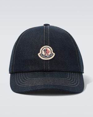 Moncler Logo Denim Baseball Cap - Blue