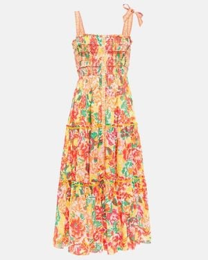 Poupette Triny Printed Midi Dress - White