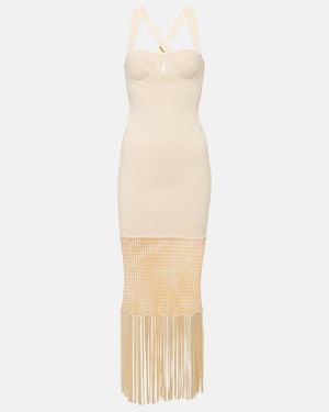 Galvan London Diana Fringed Midi Dress - White