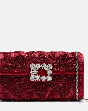 Roger Vivier Rose Vivier Embellished Satin Clutch - Red