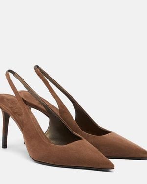 Brunello Cucinelli Monili Suede Slingback Court Shoes - Brown