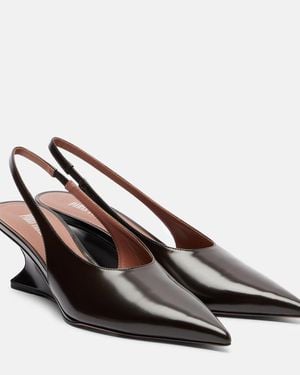 Paris Texas Nina Leather Slingback Court Shoes - Brown