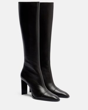 Saint Laurent Venetia Leather Knee-High Boots - Black