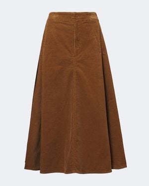Polo Ralph Lauren Falda Midi De Pana De Algodon - Marrón