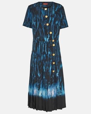 Altuzarra Myrtle Printed Pleated Midi Dress - Blue