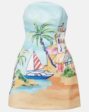 LEO LIN Printed Bustier Dress - Blue