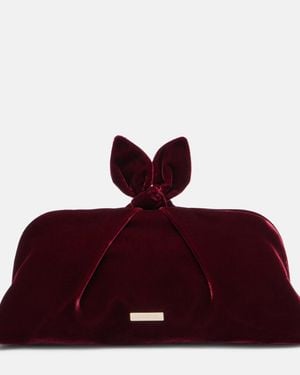 Aquazzura Bow Tie Small Velvet Clutch - Red