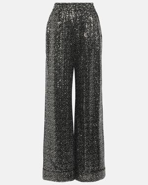 Dolce & Gabbana Sequinned Wide-Leg Pants - Gray