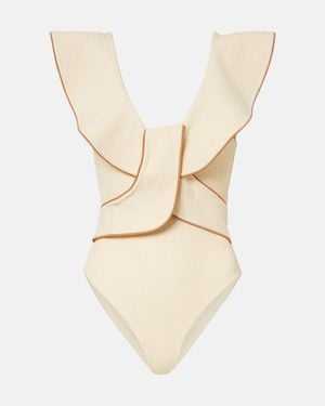 Johanna Ortiz Ruffled Swimsuit - Natural