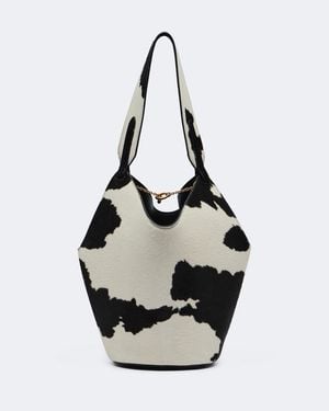 KHAITE Lotus Mini Calf Hair And Suede Tote Bag - Black