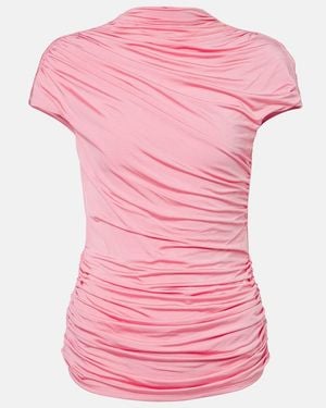Self-Portrait Ruched Jersey Top - Pink