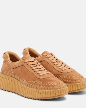 Chloé Nama Suede Platform Trainers - Brown