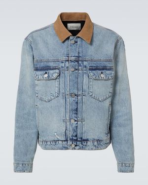 FRAME Jeansjacke Mit Veloursleder - Blau
