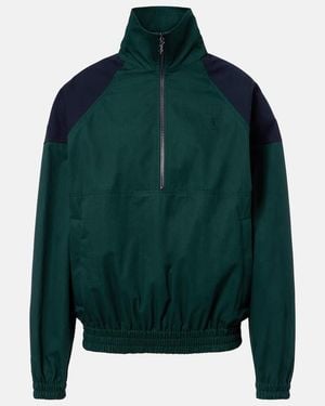 Saint Laurent Cassandre Cotton Canvas Half-Zip Jacket - Green