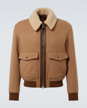 Tom Ford Shearling-Trimmed Virgin Wool Blouson - Brown