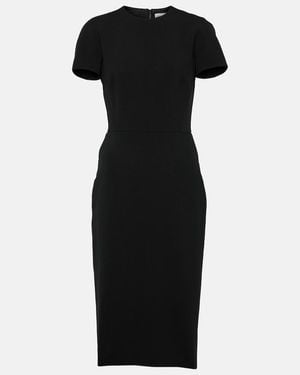 Victoria Beckham Fitted T-Shirt Crepe Midi Dress - Black