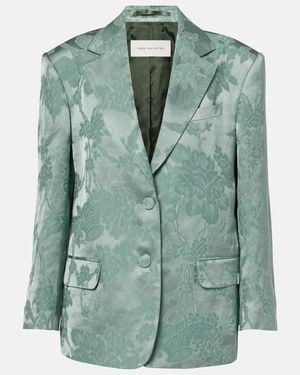Dries Van Noten Linen-Blend Jacquard Blazer - Green