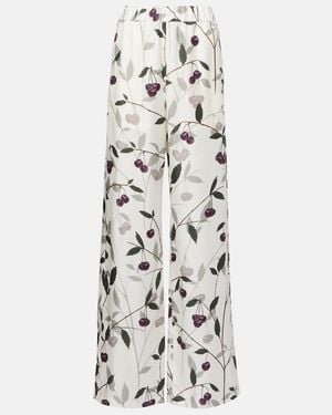 Stella McCartney Organic Silk Cherry Wide-Leg Pants - White
