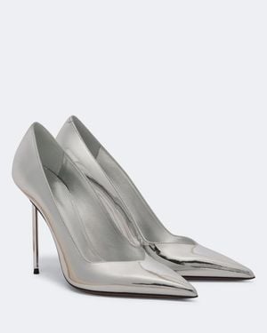 Paris Texas Lidia Metallic Leather Court Shoes - White