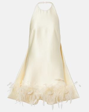 Self-Portrait Fringed Satin Minidress - Natural