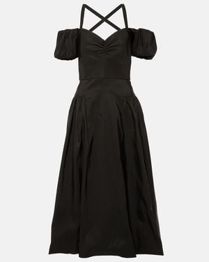 Markarian Off-Shoulder Silk Midi Dress - Black