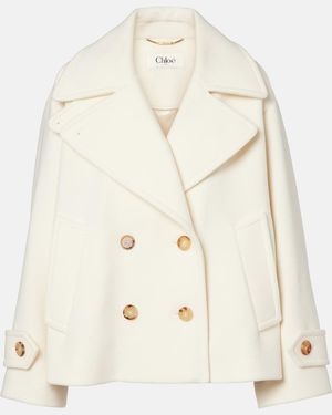 Chloé Double-Breasted Wool-Blend Jacket - Natural