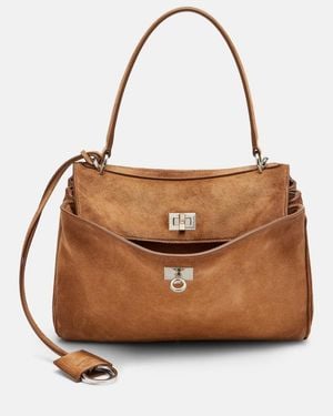 Balenciaga Tote Bag Rodeo Small Aus Veloursleder - Braun
