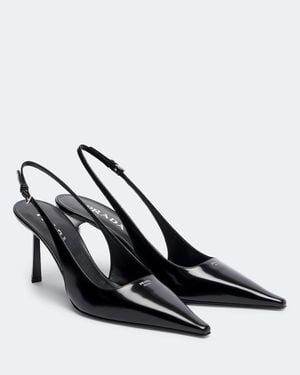 Prada Leather Slingback Pumps - Black