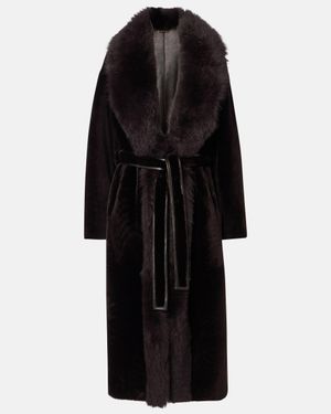 Nour Hammour Isadora Shearling Wrap Coat - Black