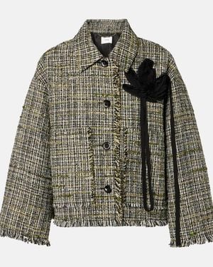 Erdem Floral-Applique Tweed Jacket - Green