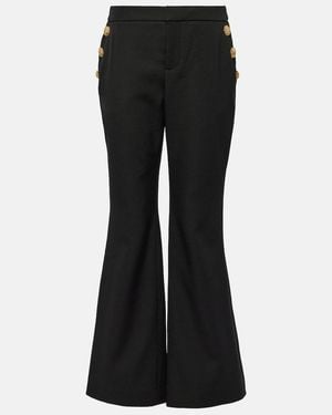 Balmain Virgin Wool Flared Pants - Black