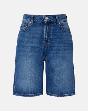 7 For All Mankind Lola Distressed Denim Bermuda Shorts - Blue