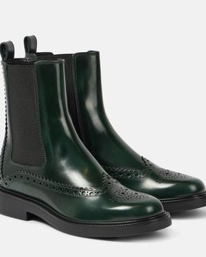 Tod's Leather Chelsea Boots - Green