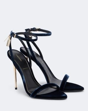 Tom Ford Padlock Velvet Sandals - Blue