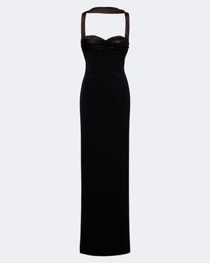 retroféte Daufine Scarf-Detail Open-Back Gown - Black