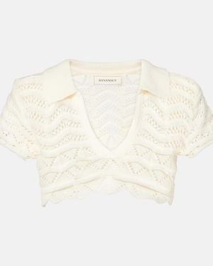Bananhot Coco Knitted Cotton-Blend Crop Top - Natural